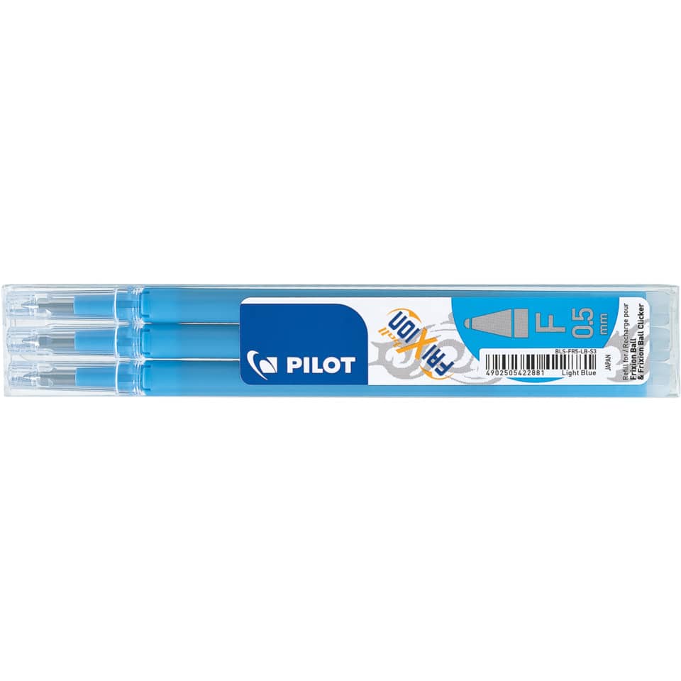 Tintenrollermine FriXion Ball/Clicker, 0,3mm, 3 Stück, hellblau PILOT BLS-FR5-S3-LB PILOT 2276010F BLS-FR5-S3-LB