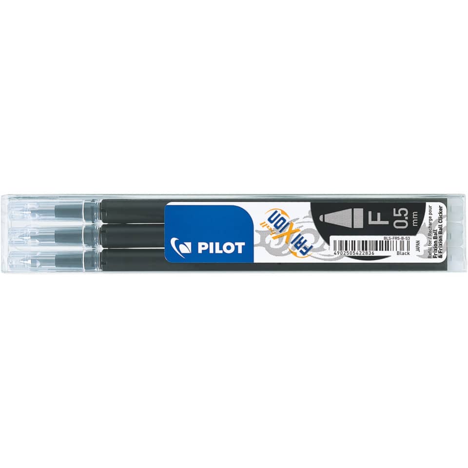 Tintenrollermine FriXion Ball/Clicker, 0,3mm, 3 Stück, schwarz PILOT BLS-FR5-S3-B PILOT 2276001F BLS-FR5-S3-B