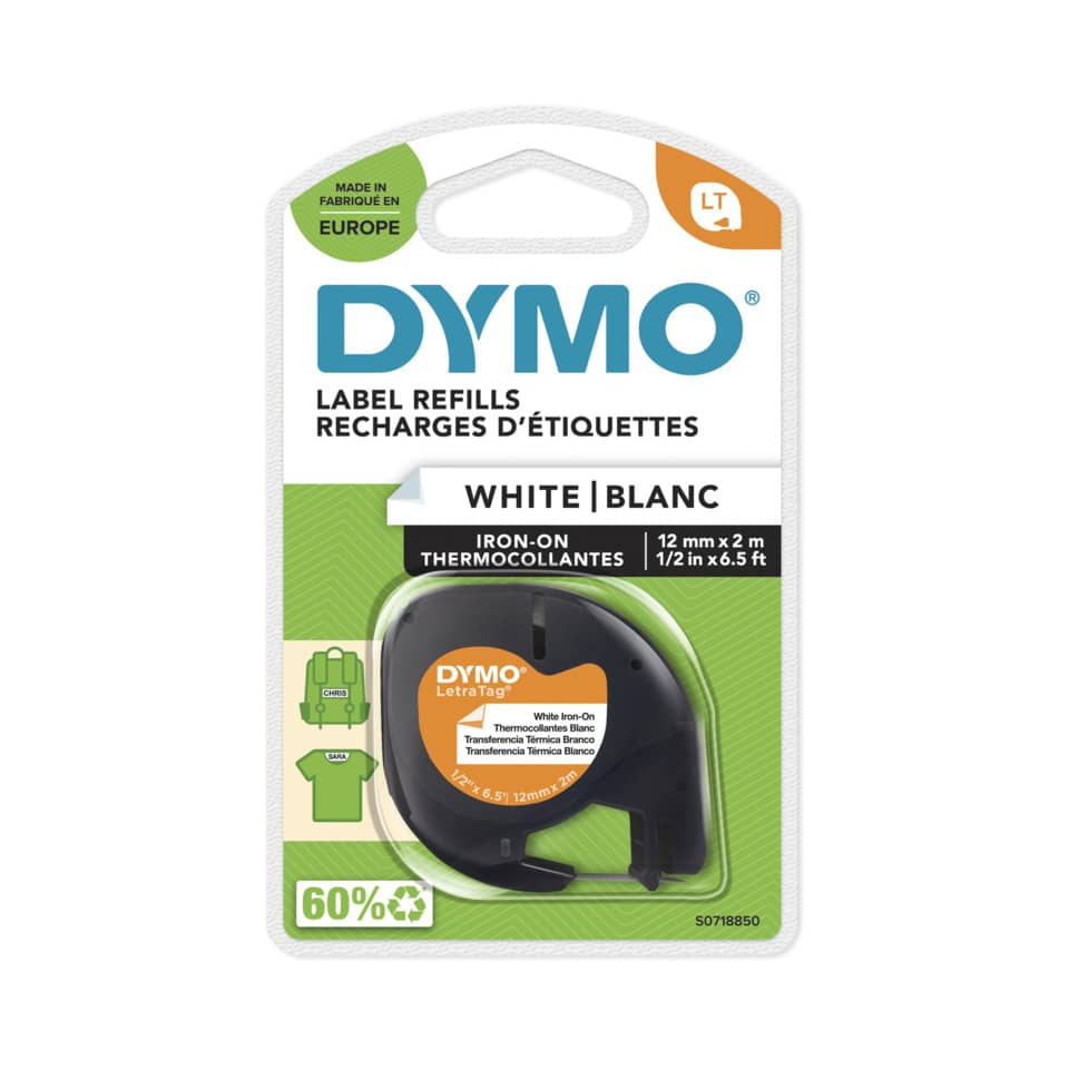 Schriftband, 12mmx2m, schwarz/weiß DYMO S0718850 DYMO S0718850 aufbügelbar