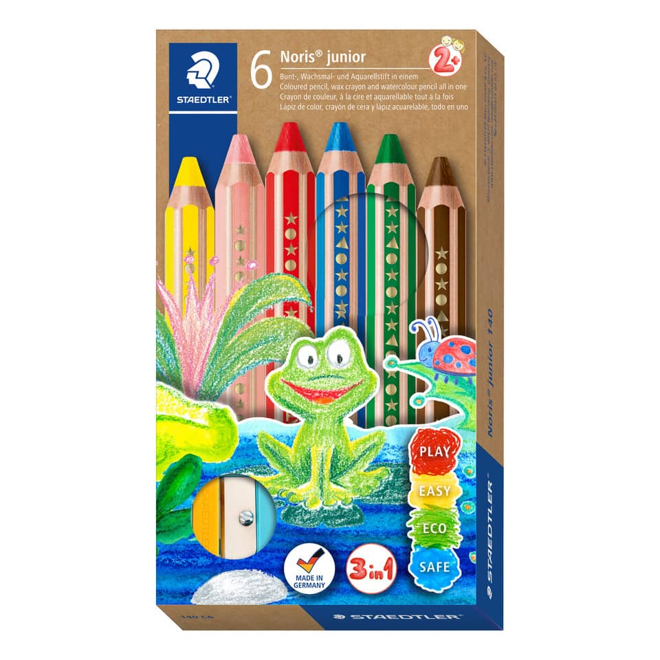 Farbstiftetui junior 140 3in1 + Spitzer, 6 Stück, sortiert STAEDTLER 140 C6 STAEDTLER 140C6