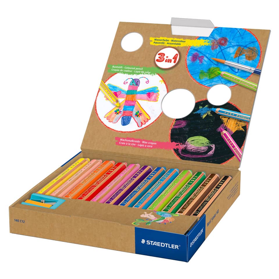Farbstiftetui junior 140 3in1 + Spitzer, 12 Stück, sortiert STAEDTLER 140 C12 STAEDTLER 140C12