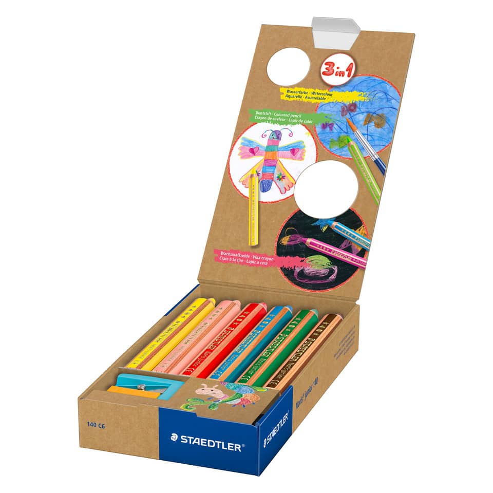 Farbstiftetui junior 140 3in1 + Spitzer, 6 Stück, sortiert STAEDTLER 140 C6 STAEDTLER 140C6