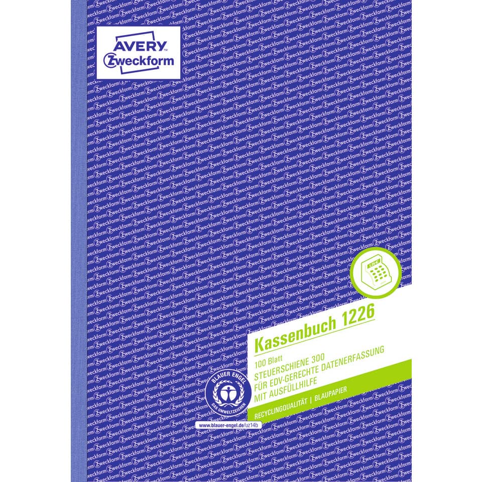 Kassenbuch mit Blaupapier, A4, 100 Blatt AVERY ZWECKFORM 1226 AVERY ZWECKFORM 1226 Recycling