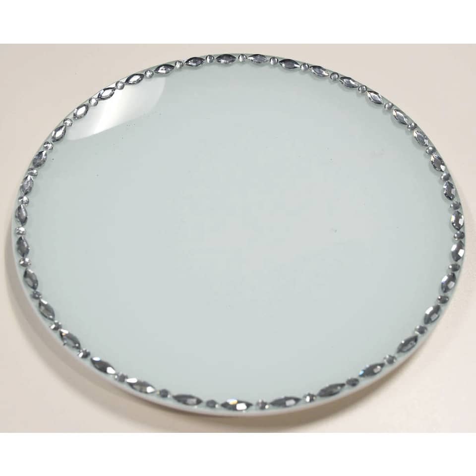 Glasteller mit Glitzersteinen, Ø25cm PBS 48428 48428 DM 25cm, mit Glitzersteinen