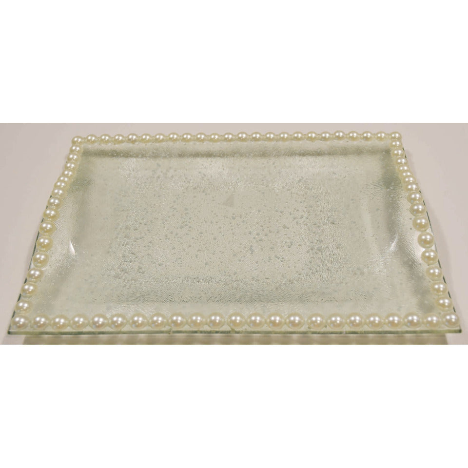 Glasteller mit Perlen, 28x20,5cm PBS 48425 48425 28x20,5cm, mit Perlen