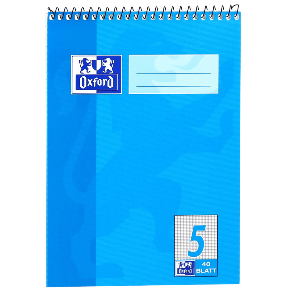 Spiralblock, A5, 40 Blatt, Lin.5, kariert, hellblau OXFORD 100050388 OXFORD 100050388  5mm kar.