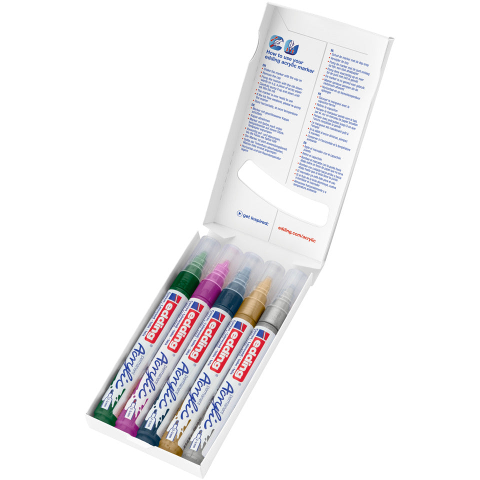 Acrylmarker 5100 Metallic Set, Rundspitze, 2-3mm EDDING 5100-5-999 EDDING 5100-5-999 Rundspitze