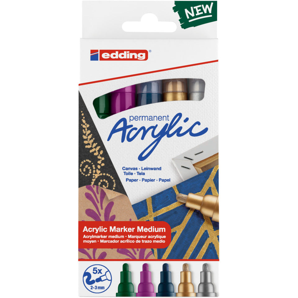 Acrylmarker 5100 Metallic Set, Rundspitze, 2-3mm EDDING 5100-5-999 EDDING 5100-5-999 Rundspitze