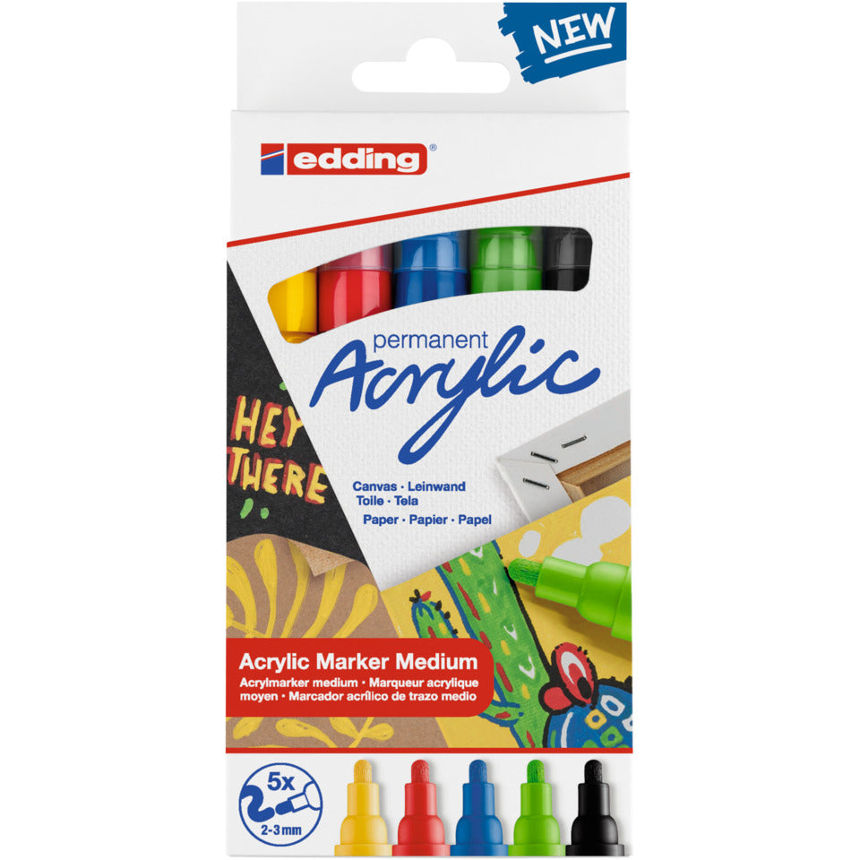 Acrylmarker 5100 Basic Set, Rundspitze, 2-3mm EDDING 5100-5 EDDING 5100-5 Rundspitze