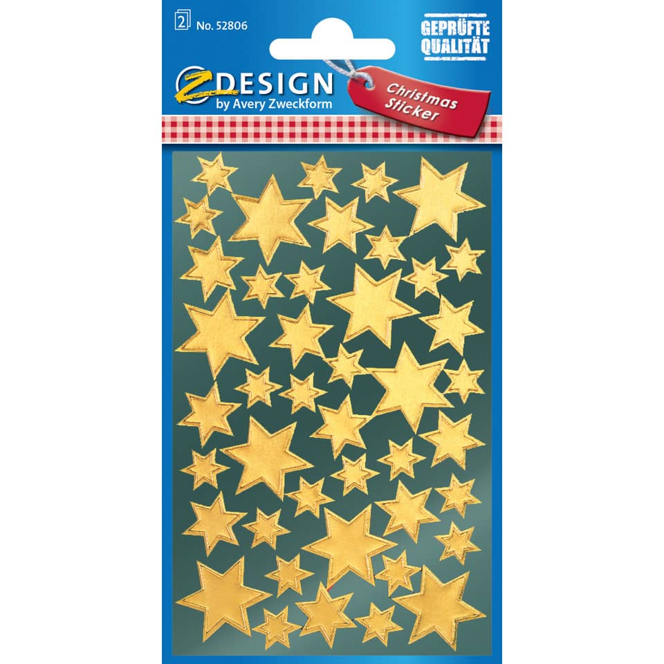Weihnachtssticker Sterne, 96 Stück, gold AVERY ZWECKFORM 52806 ZWECKFORM 52806 gold sort.