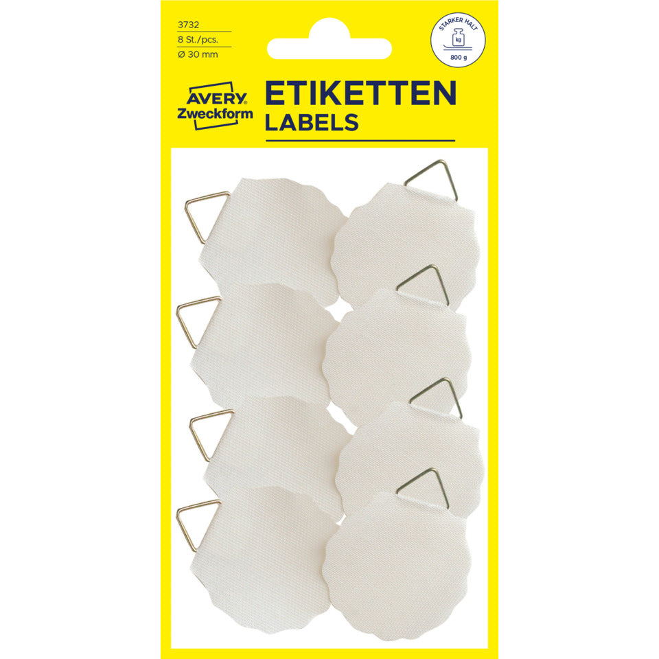 Bildaufhänger, Ø 30mm, Leinen, 8 Stück, weiß AVERY ZWECKFORM 3732 ZWECKFORM 3732 selbstklebend 8 St.