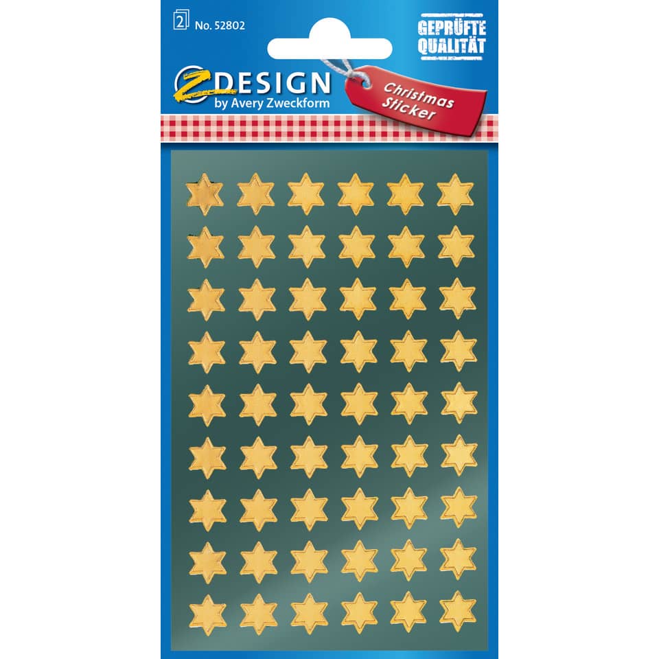 Weihnachtssticker Sterne, 8mm, 54 Stück AVERY ZWECKFORM 52802 ZWECKFORM 52802 gold