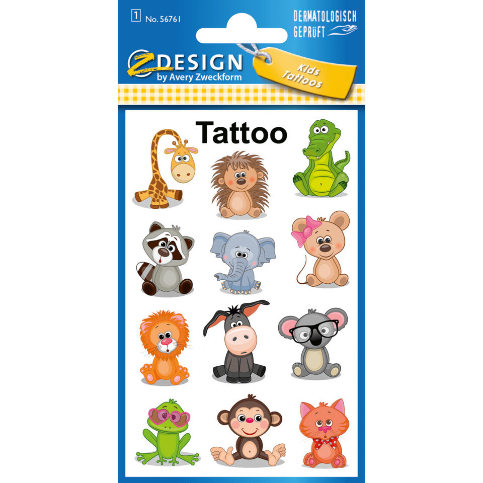 Tattoos Tiere, 12 Stück AVERY ZWECKFORM 56761
