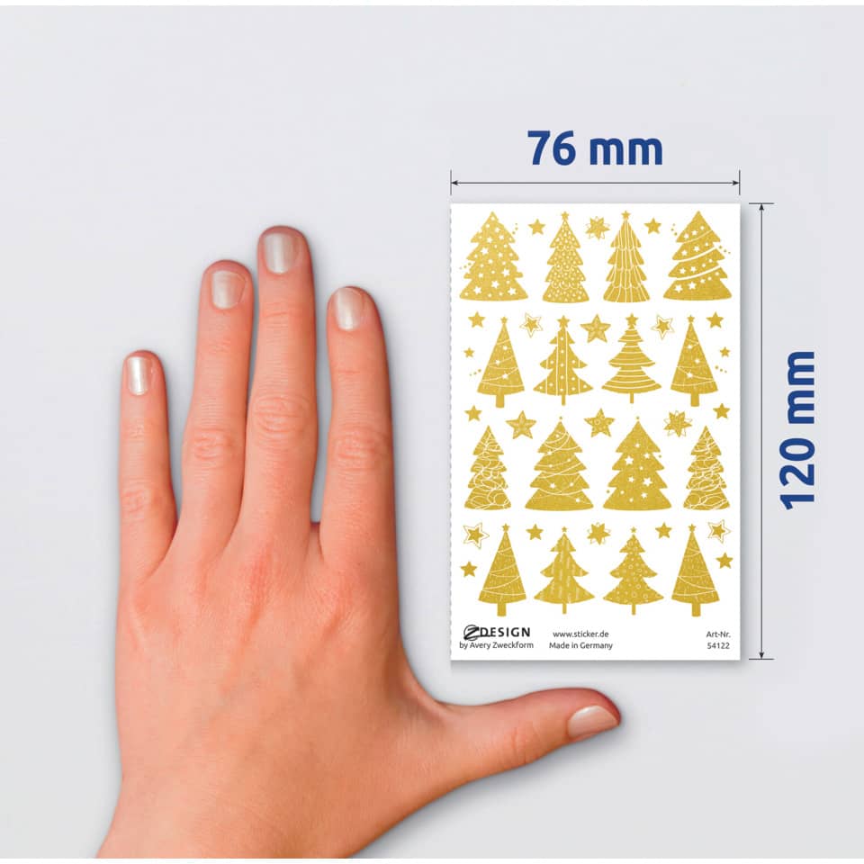 Weihnachtssticker Bäume/Sterne, 38 Stück AVERY ZWECKFORM 54122