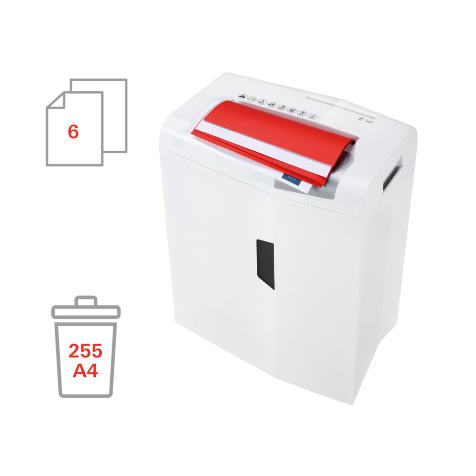 Aktenvernichter shredstar X6pro, Partikelschnitt 2x15mm, P5, 6 Blatt, weiß/silber HSM 1046111 HSM 1046111 Partikel 2x15mm