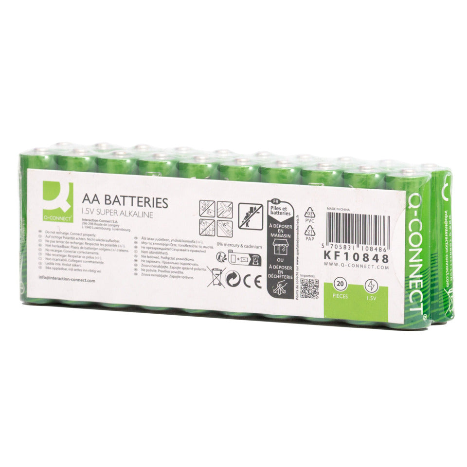 Batterie Alkali-Mangan, LR6/AA/Mignon, 20 Stück Q-CONNECT KF10848 Q-CONNECT KF10848 Mignon