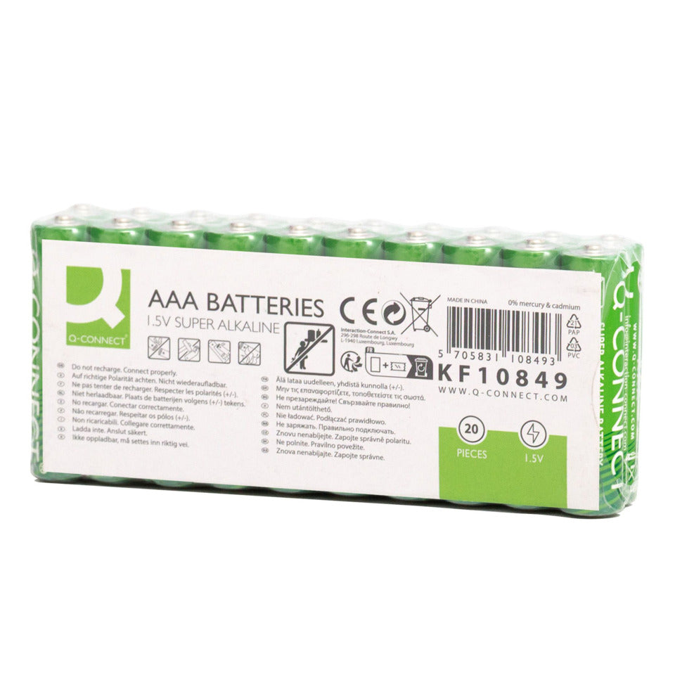 Batterie Alkali-Mangan, LR03/AAA/Micro, 20 Stück Q-CONNECT KF10849 Q-CONNECT KF10849 Micro