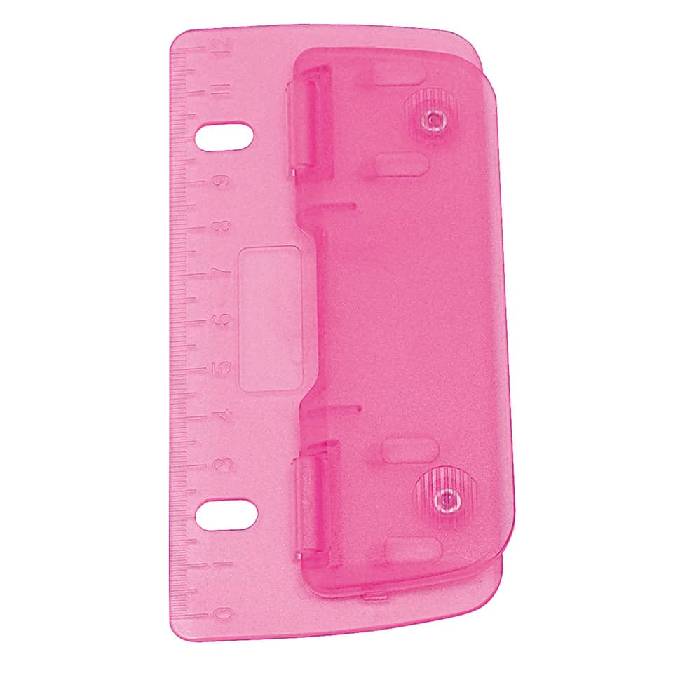 Taschenlocher, 2-Loch, 12 cm Skala, Kunststoff, ice pink WEDO 67809