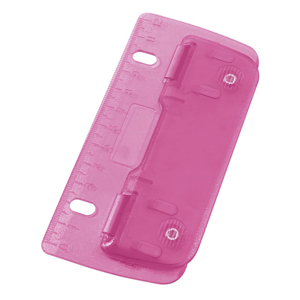 Taschenlocher, 2-Loch, 12 cm Skala, Kunststoff, ice pink WEDO 67809