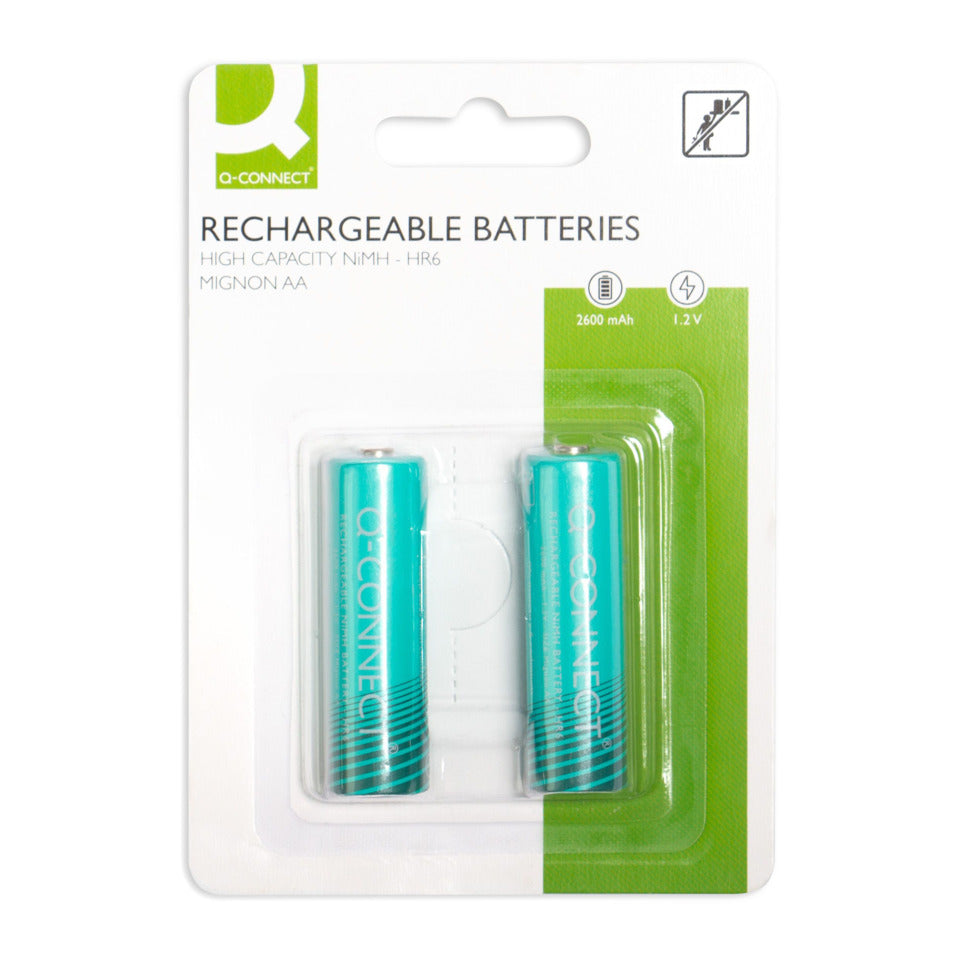 Batterie Akku, HR06/AA/Mignon, NiMH 2600mAh, 2 Stück Q-CONNECT KF15165 Q-CONNECT KF15165 2600mAh