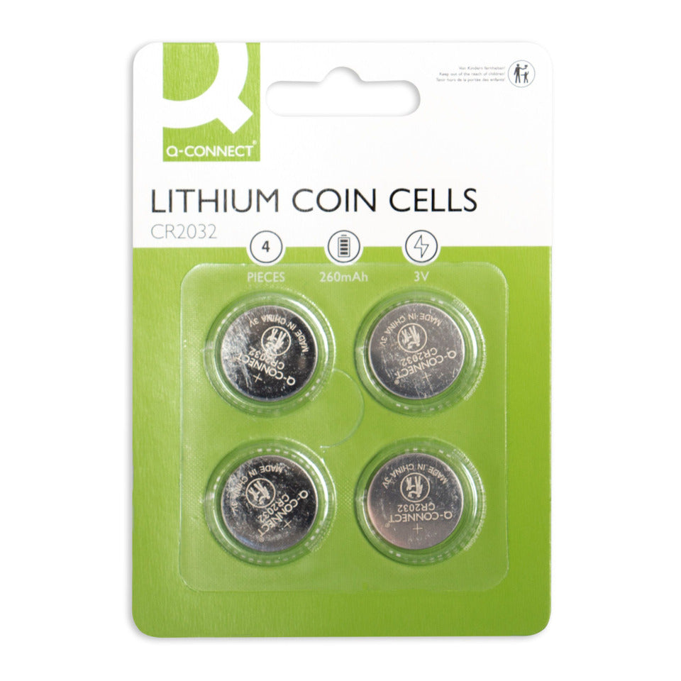 Knopfzellen-Batterie Lithium CR2032, 4 Stück Q-CONNECT KF15036 Q-CONNECT KF15036 Lithium