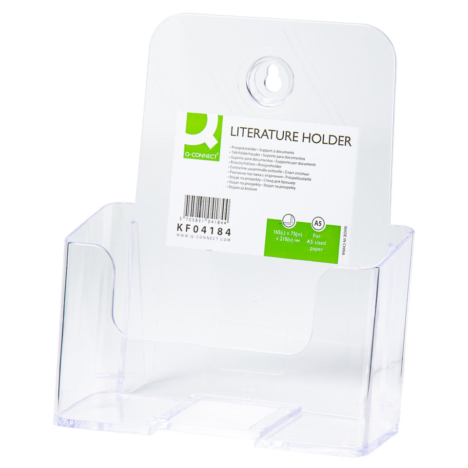 Wand-Prospekthalter  A5 1Fach transparent Q-CONNECT KF04184 Q-CONNECT KF04184 hoch