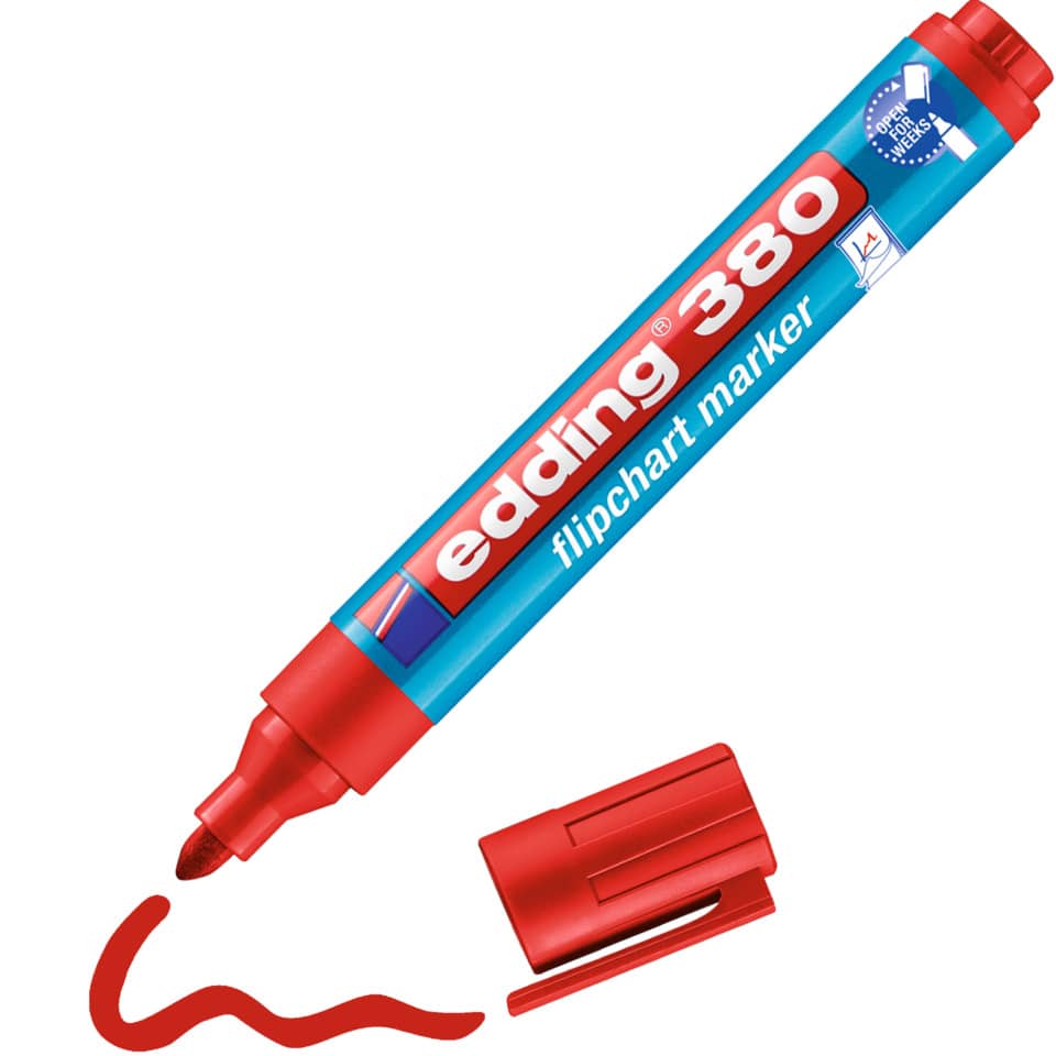Flipchartmarker 380, 1,5-3mm, Rundspitze, rot EDDING 4-380002 EDDING 4-380002 nachfüllbar Rundspitze