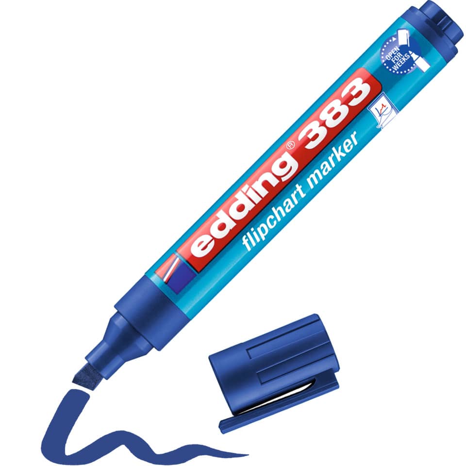 Flipchartmarker 383, 1-5 mm, Keilspitze, blau EDDING 4-383003 EDDING 4-383003 nachfüllbar Keilspitze
