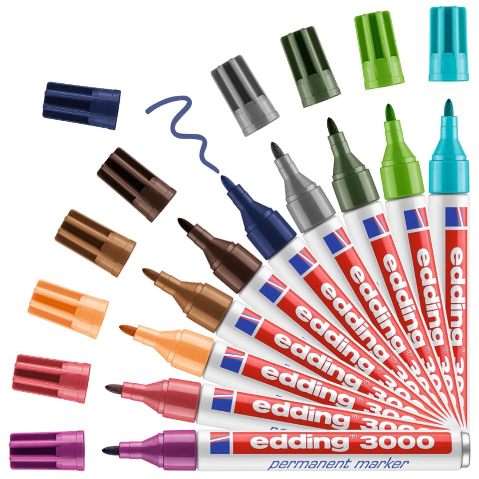 Permanentmarker 3000, Rundspitze, 1,5-3mm, 10 Stück, sortiert EDDING 4-300099 EDDING 4-3000099 Farb.011-020