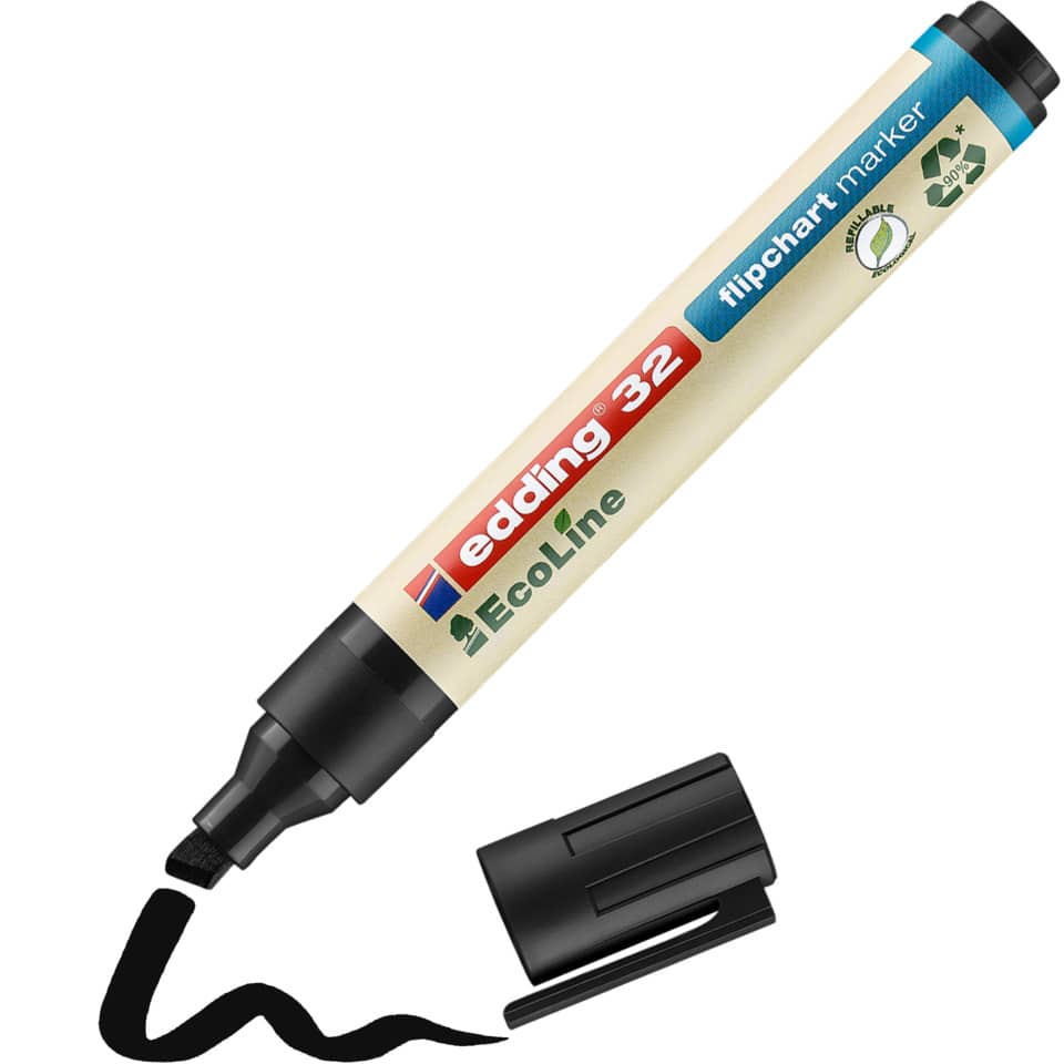 Flipchartmarker 32 EcoLine, 1,5-3mm, Keilspitze, schwarz EDDING 32-001 EDDING 32-001 nachfüllbar Keilspitze