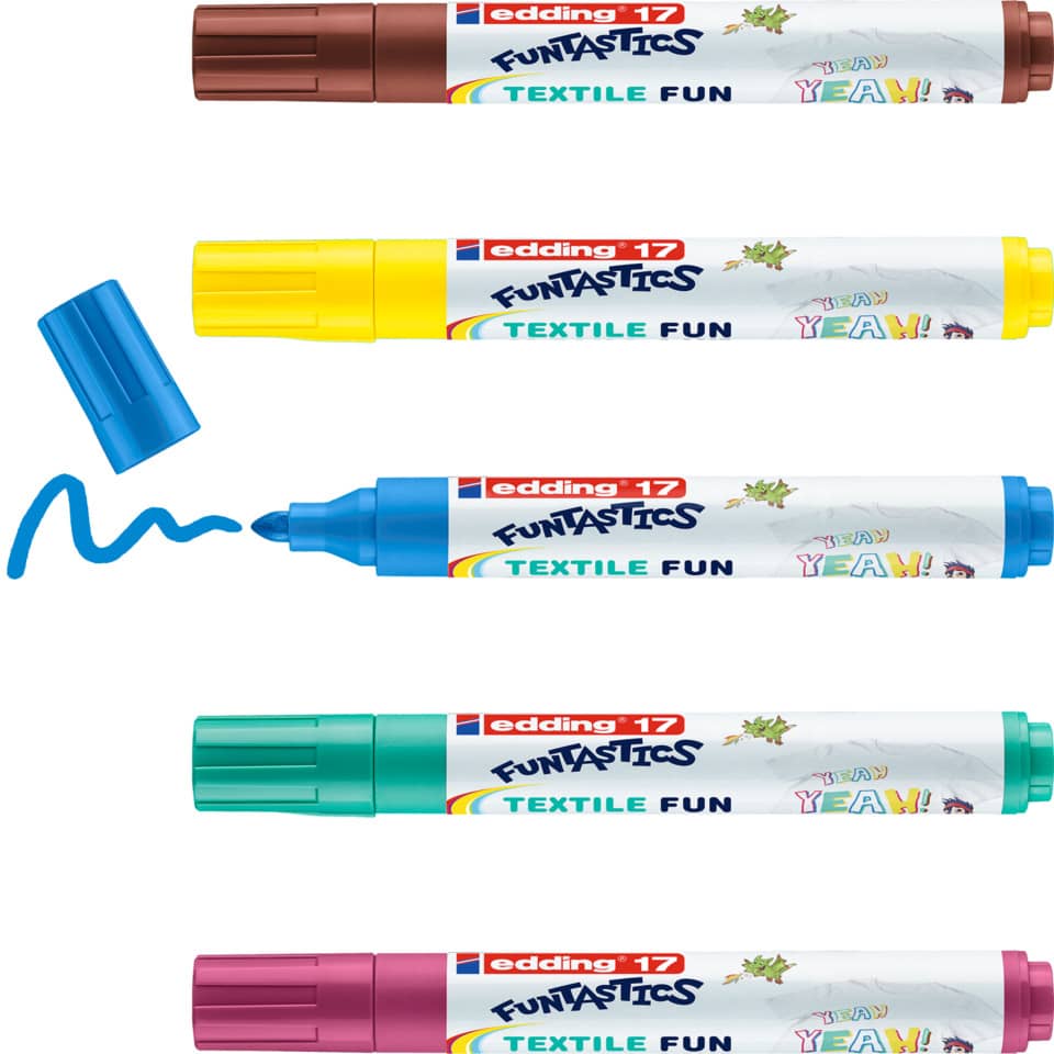Kindertextilmaler 17 FUNTASTICS TEXTILE FUN, 5 Stück, sortiert EDDING 4-17-5 EDDING 4-17-5 Funtastics Textile