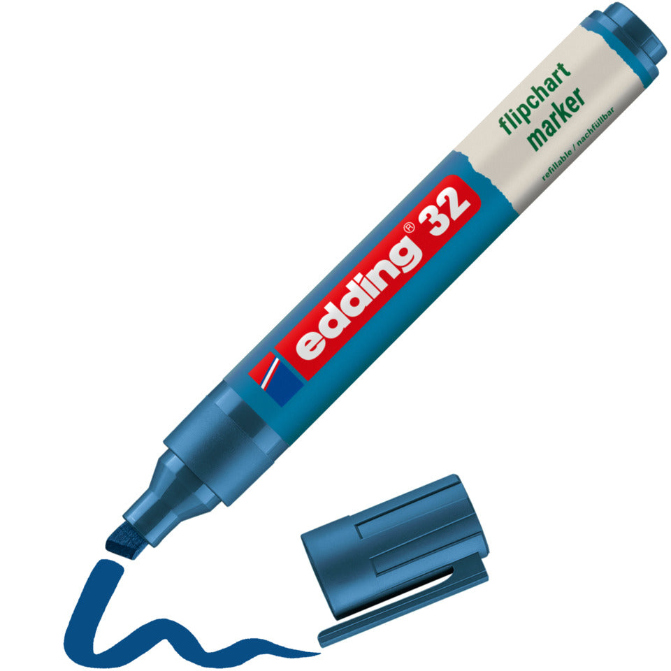 Flipchartmarker 32 EcoLine, 1,5-3mm, Keilspitze, blau EDDING 32-003 EDDING 32-003 nachfüllbar Keilspitze