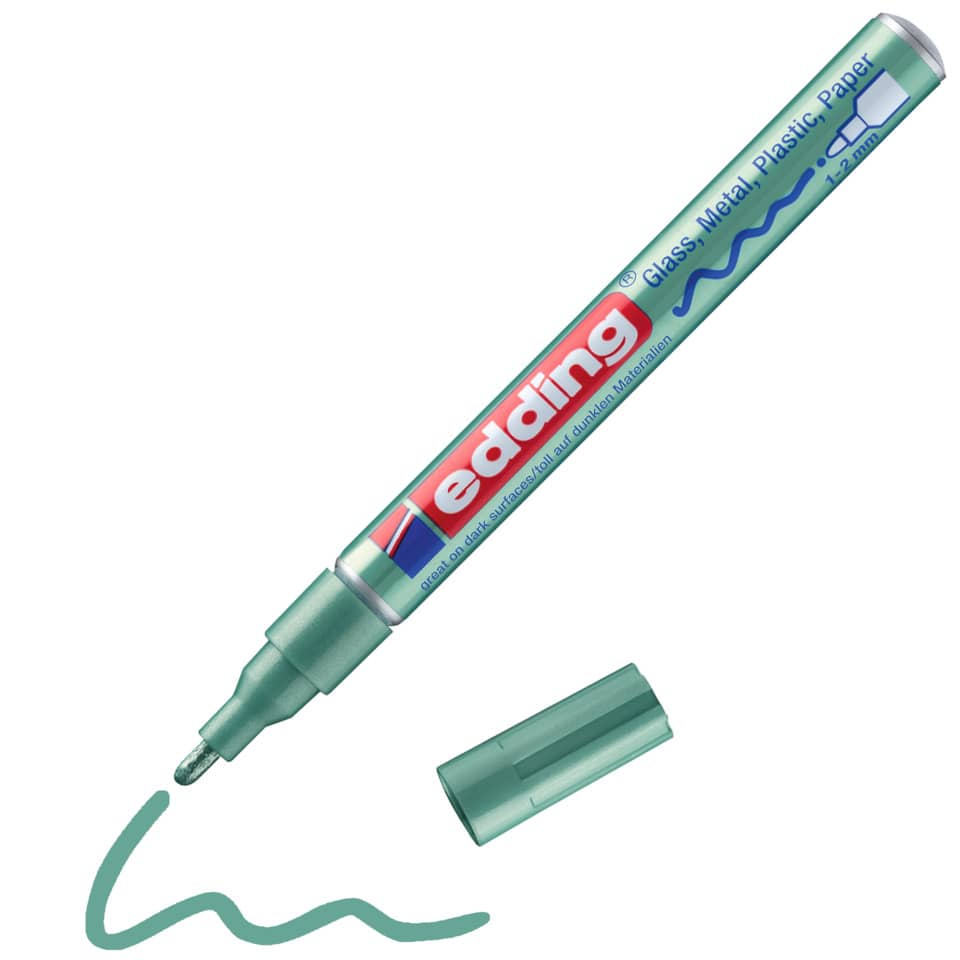 Glanzlackmarker 751, 1-2mm, Rundspitze, grün-metallic EDDING 751-9-074 EDDING 751-9-074 Metall. 1-2mm