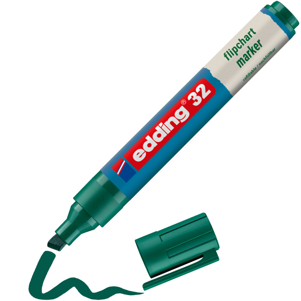 Flipchartmarker 32 EcoLine, 1,5-3mm, Keilspitze, grün EDDING 32-004 EDDING 32-004 nachfüllbar Keilspitze