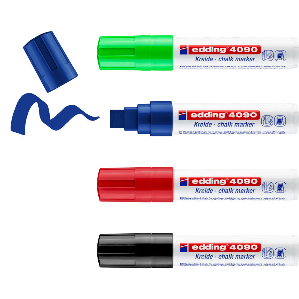 Windowmarker 4090, 4-15mm, Keilspitze, 4 Stück, sortiert EDDING 4090-4999 EDDING 4090-4999   4090/4S