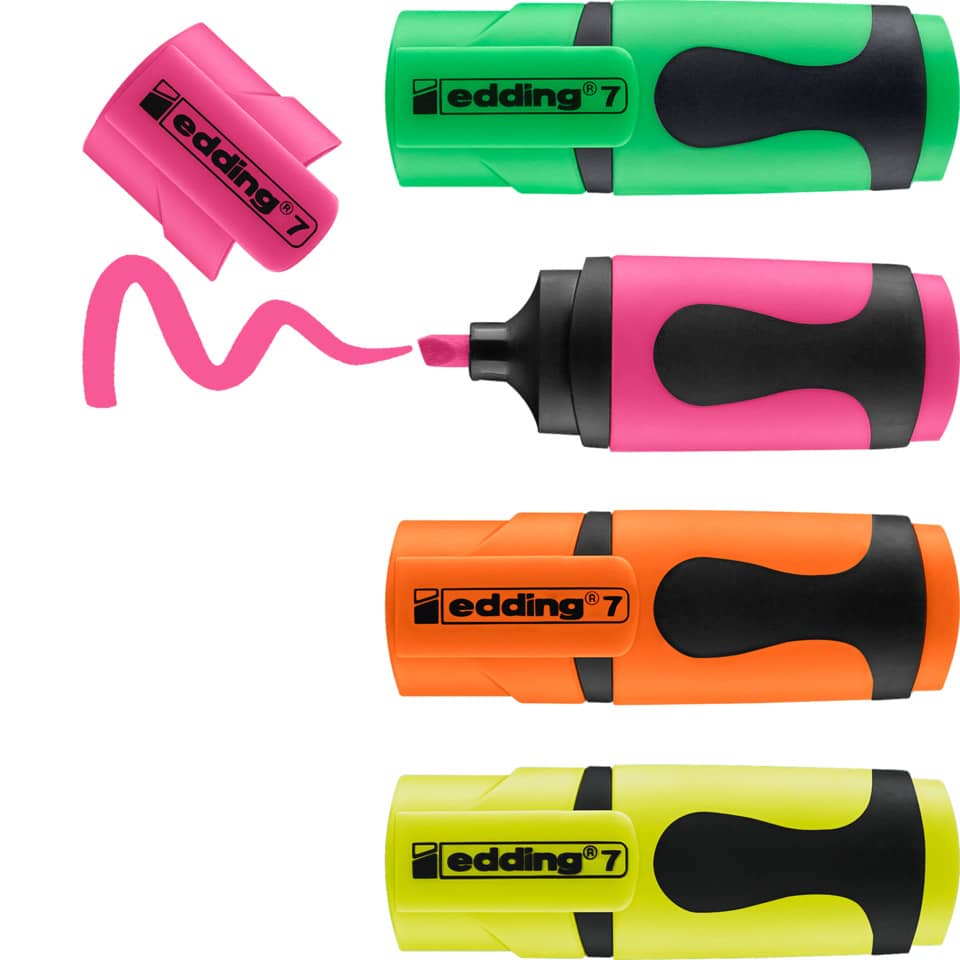 Textmarker 7 mini, 1-3mm, 4 Stück, sortiert EDDING 4-7-4 EDDING 4-7-4 mini 4ST