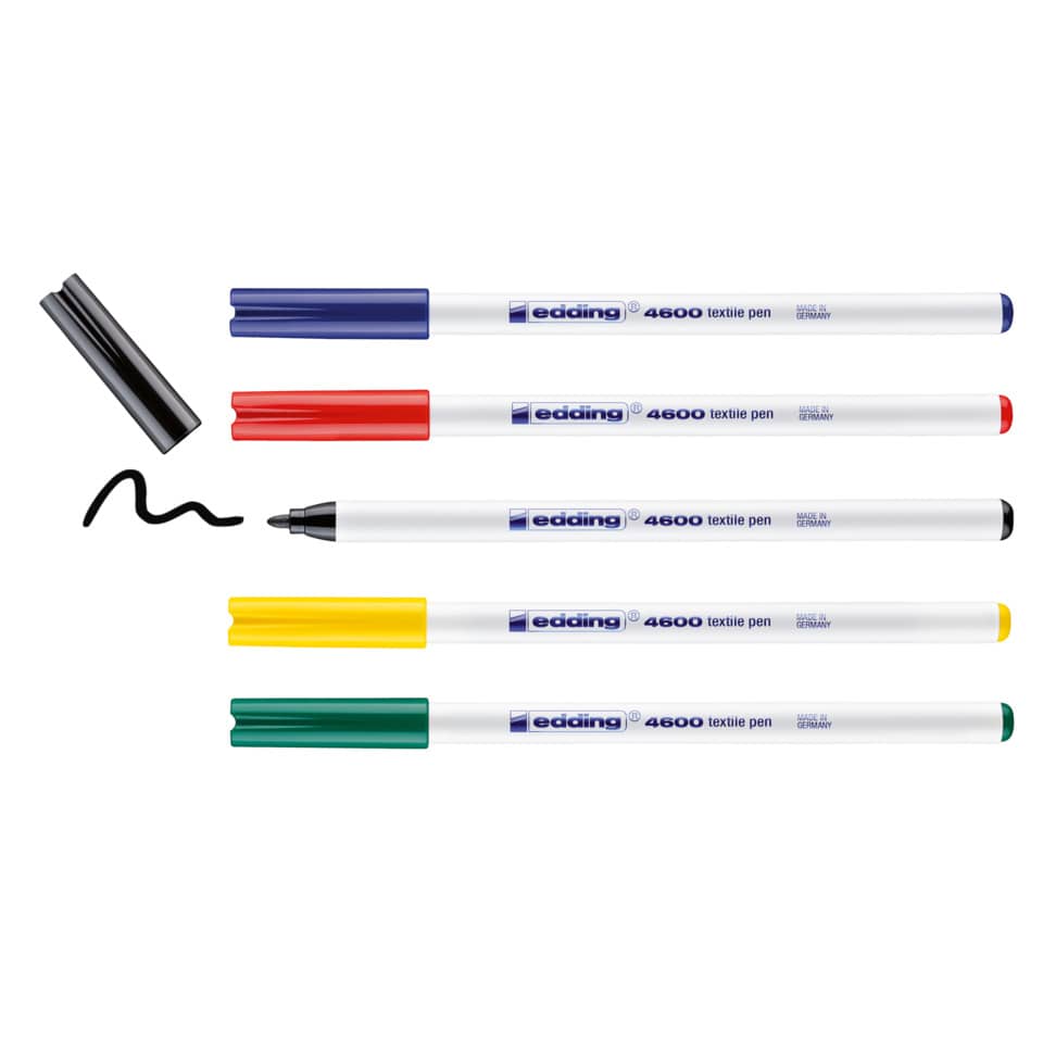 Textilstift 4600 Basic, 5 Stück, sortiert EDDING 4-4600-5 EDDING 4-4600-5 Basic Colours