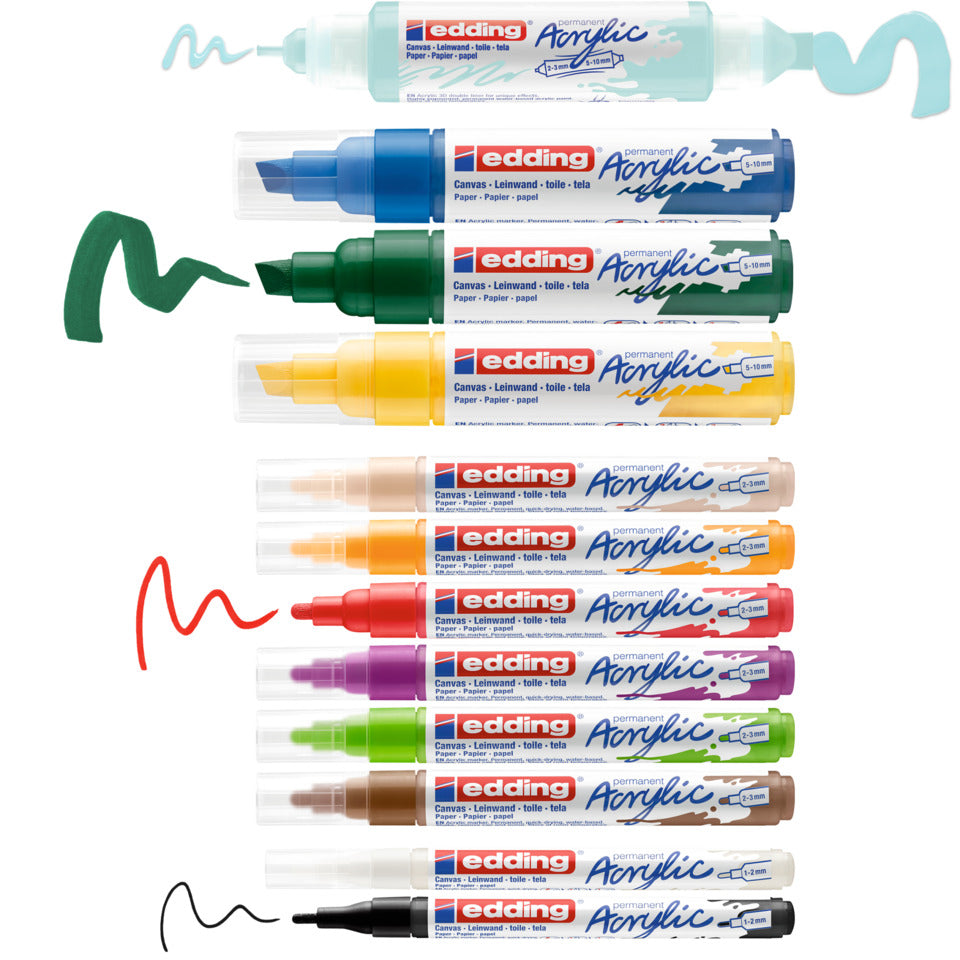 Acrylmarker Basic Set, 12 Stück, sortiert EDDING 4-CS12B EDDING CS12B basic Set