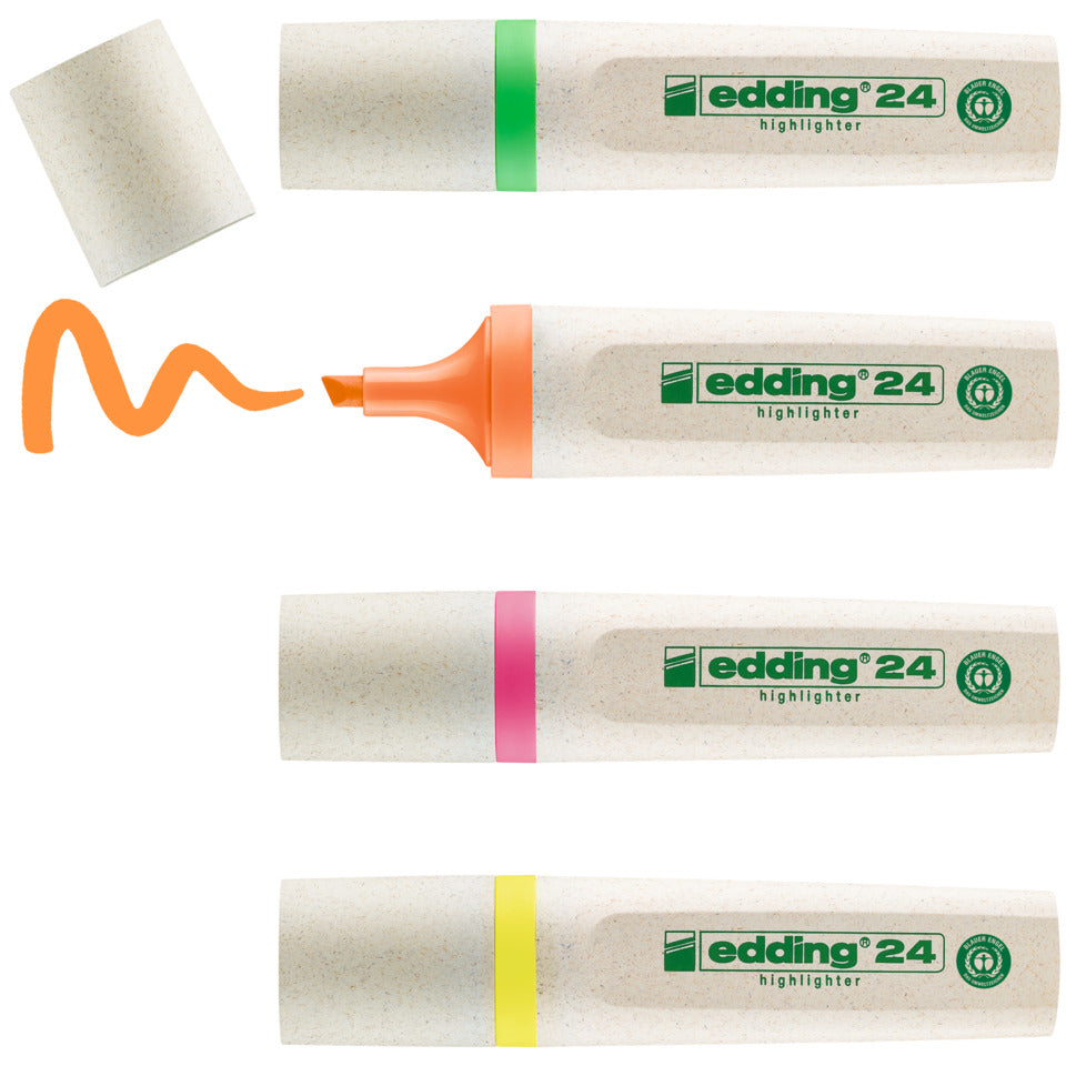 Textmarker EcoLine, 2-5 mm, 4 Farben, sortiert EDDING 4-24-4 EDDING 24/4S 24-4  nachfüllbar