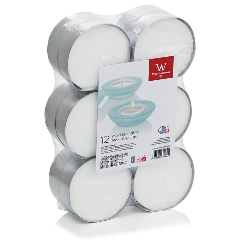Teelicht Maxi, 19x57mm, 12 Stück, weiß  569003.004 569003.004 19x57mm
