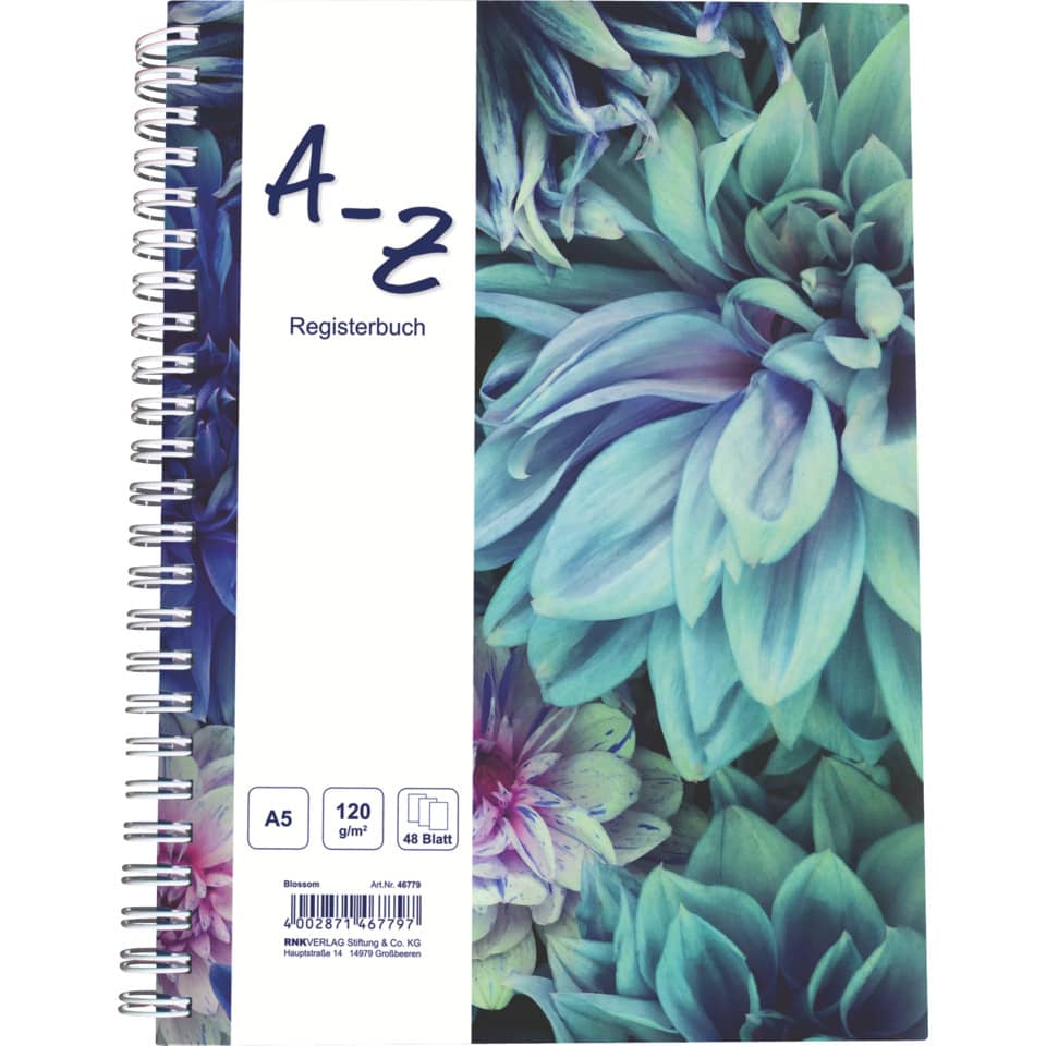 Notizbuch mit Register A-Z "Blossom", DIN A5, liniert, 48 Blatt RNK 46779