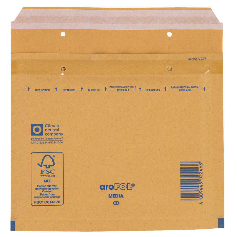 Luftpolstertasche Classic CD, 200x175mm, 100 Stück, braun AROFOL 2FVAF000013 AROFOL CD 2FVAF000013