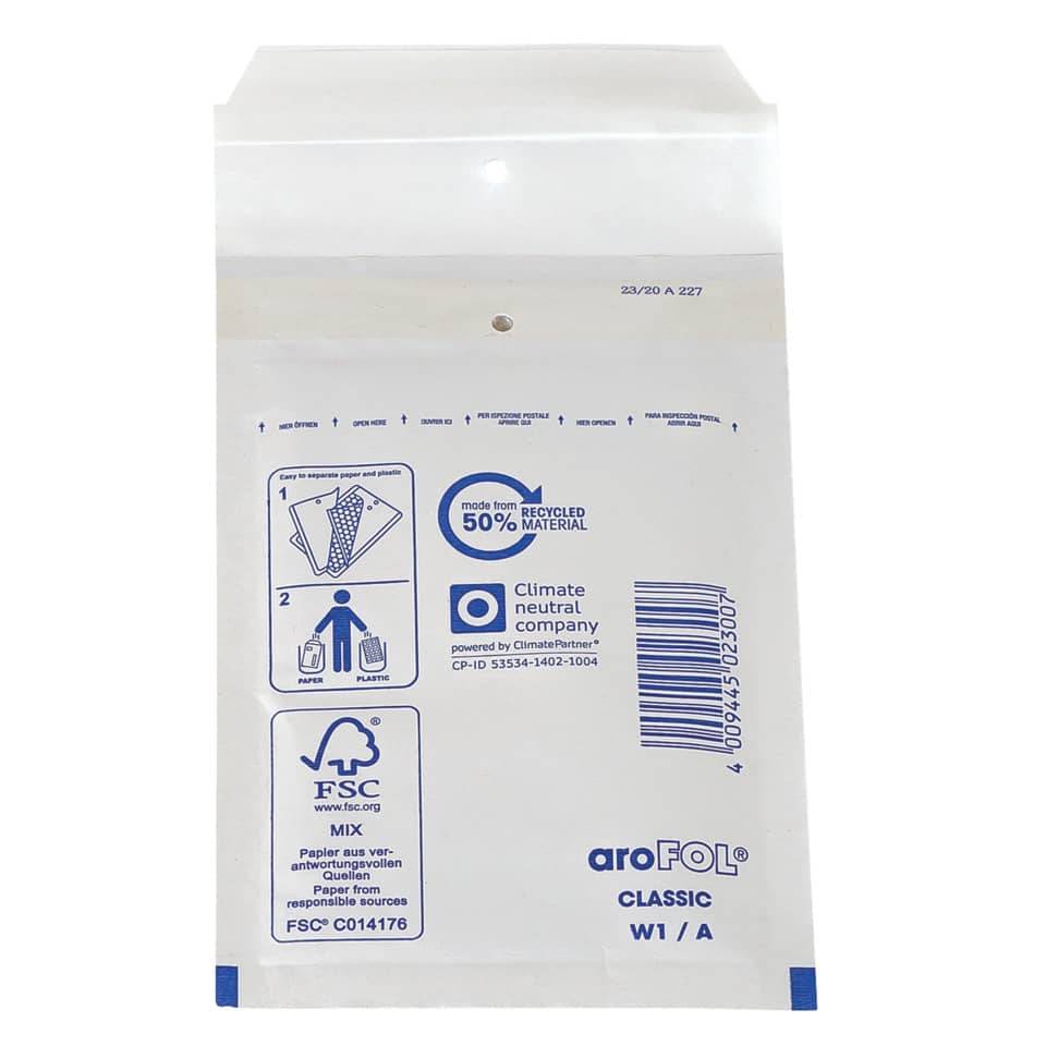 Luftpolstertasche Classic 1/A , 120x175mm, 10 Stück, weiß AROFOL 2FVAF000181 AROFOL 1  2FVAF000181 10St