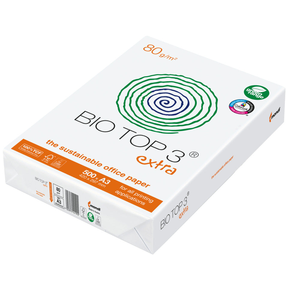 Kopierpapier Bio Top 3®extra, A3, 80g/m², 500 Blatt, naturweiß BIOTOP 3 2100005017 BIO TOP 3 8667B80B/2100005017