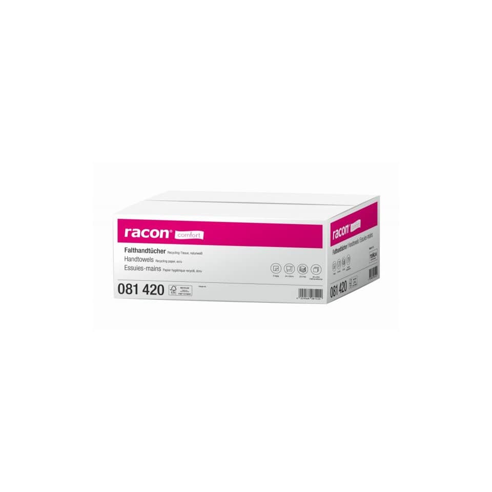 Falthandtuch comfort, 2-lagig, ZZ-Falz, 4000 Blatt, weiß RACON 081420 RACON 081420  2-lagig  20x200ST