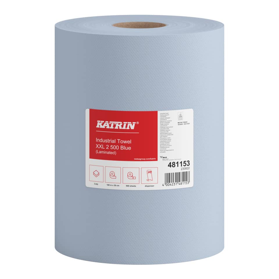 Wischtuch Rolle XXL, 2 Rollen á 500 Blatt, 2-lagig, blau KATRIN 481153 KATRIN 481153 2-lagig