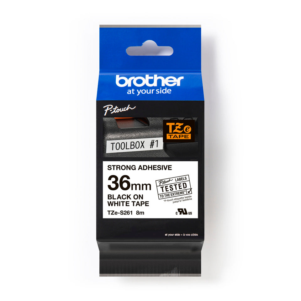 Schriftband, 36mmx8m, schwarz/weiß BROTHER TZES261