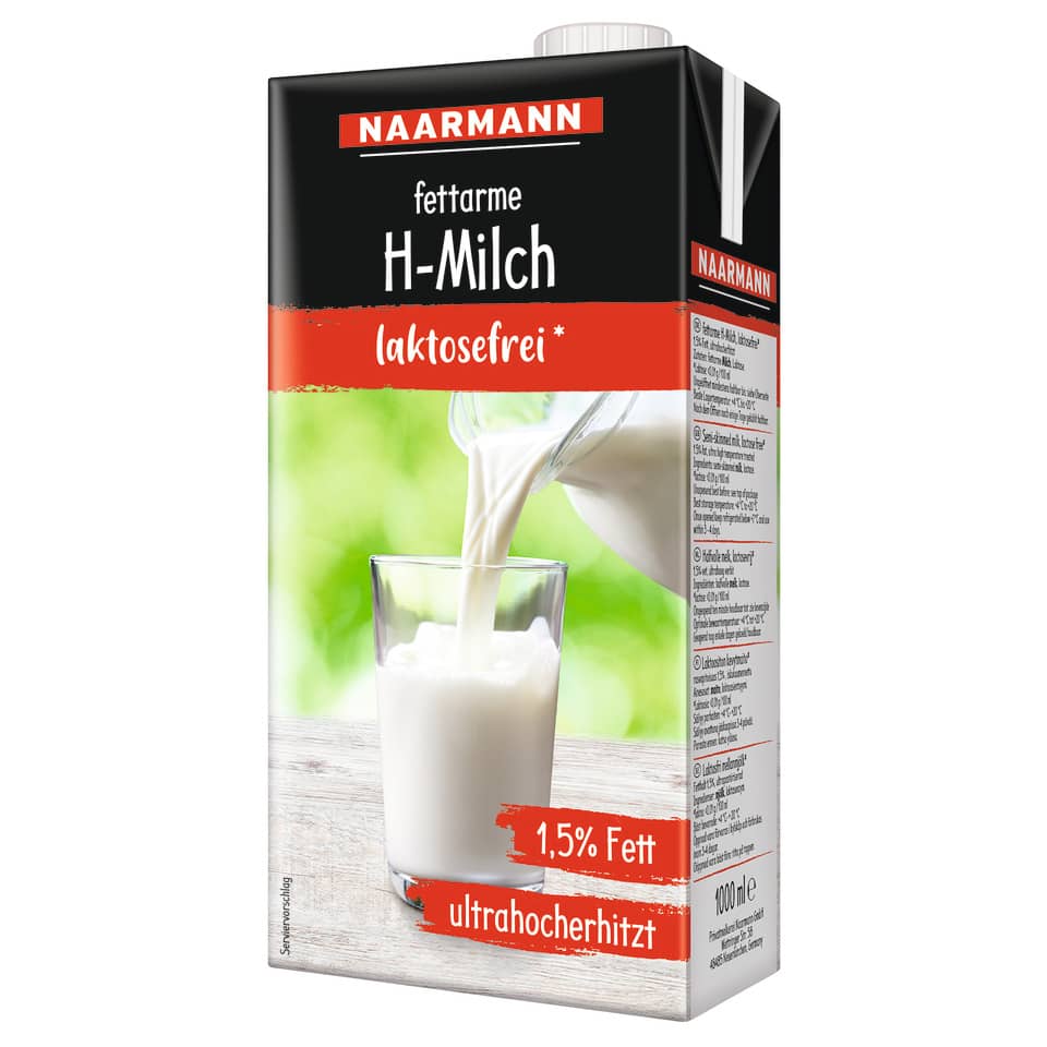 H-Milch 1,5 % Fett laktosefrei   12 x 1 l NAARMANN 2960 NAARMANN 2960 / 2900