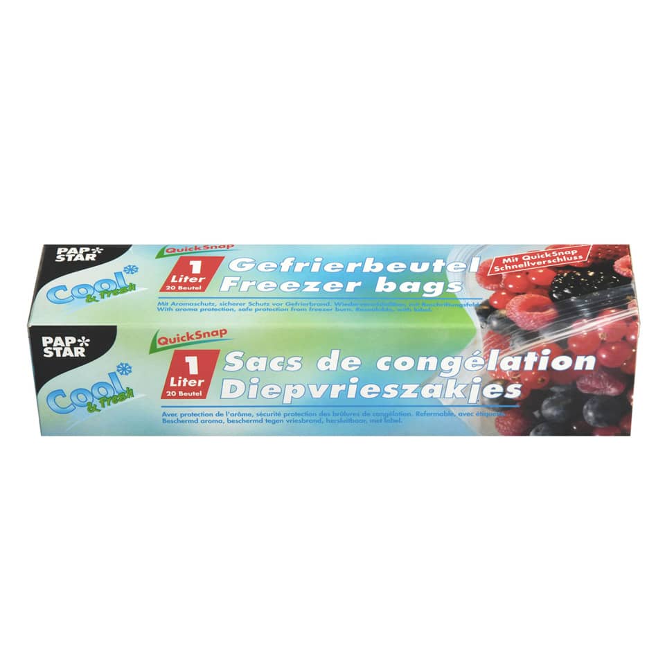 Gefrierbeutel QuickSnap, 1L, 20 Stück, transparent STARPAK 14193 PAPSTAR 14193