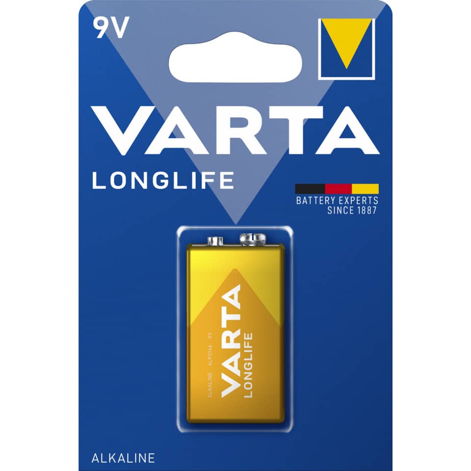 Batterie Alkali-Mangan Longlife 9V, 6LR61/E-Block, 1 Stück VARTA 04122101411 VARTA 04122101411 Longlife